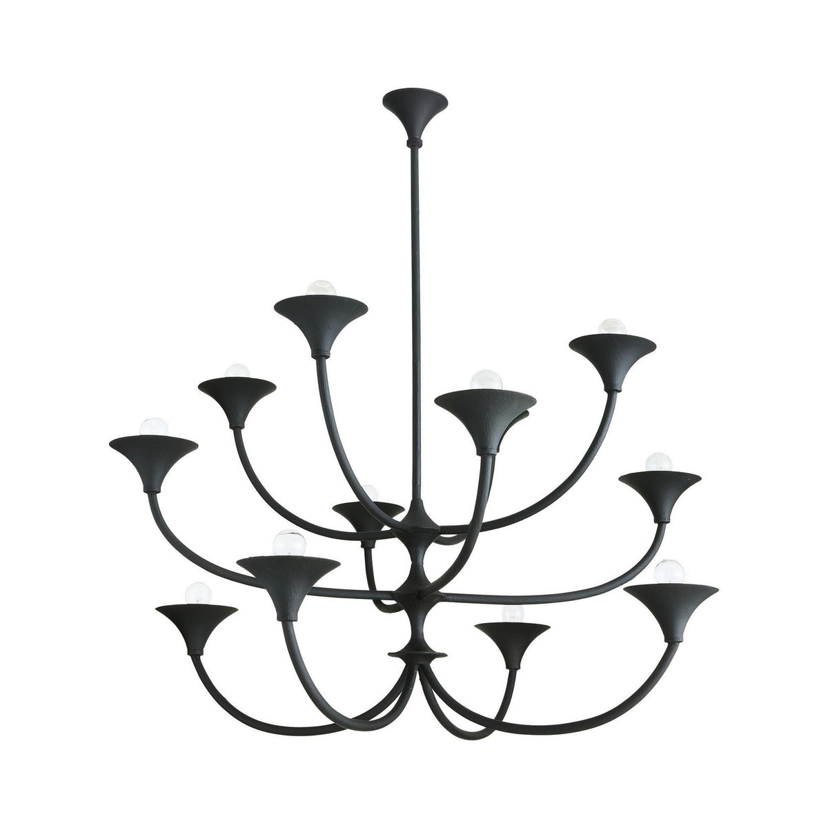 Larkin 12 Light Chandelier in Black Gesso