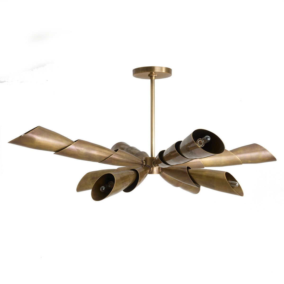 Morgan Eight Light Flush Mount in Vintage Brass