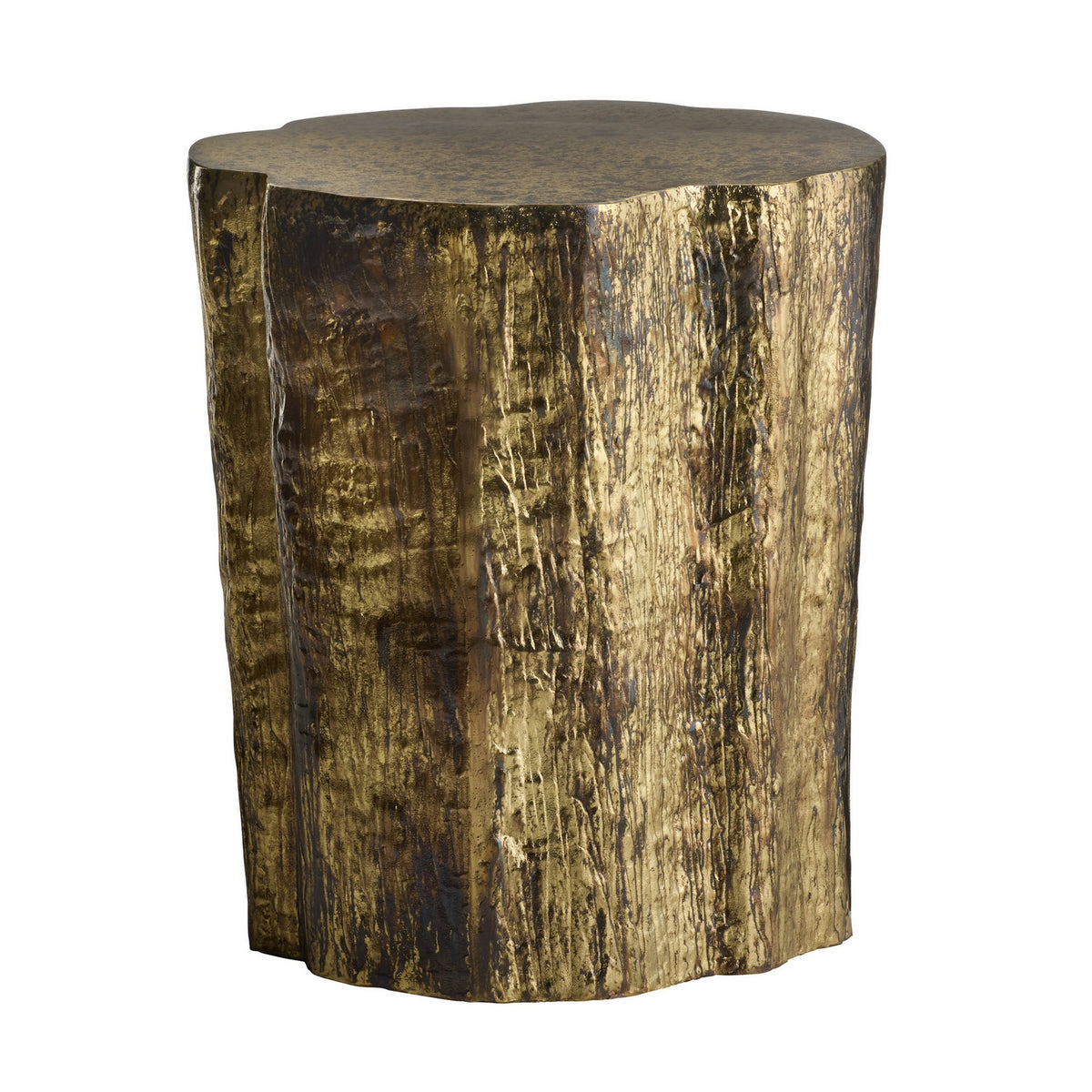 Minerva End Table in Distressed Antique Brass