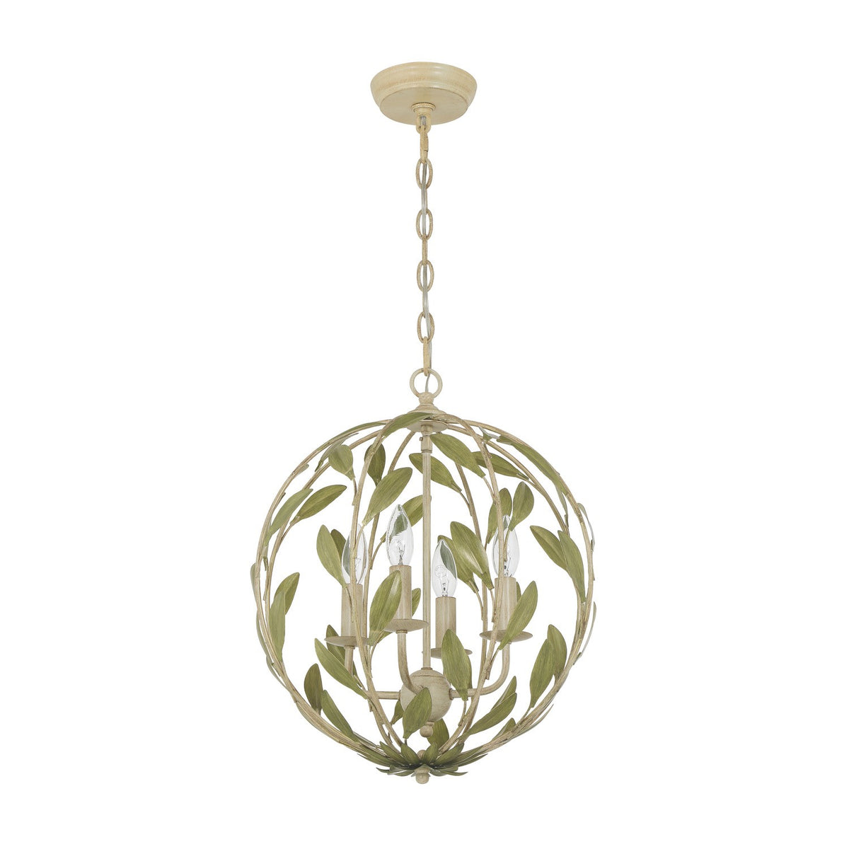 Broche Four Light Chandelier in Champagne Green Tea