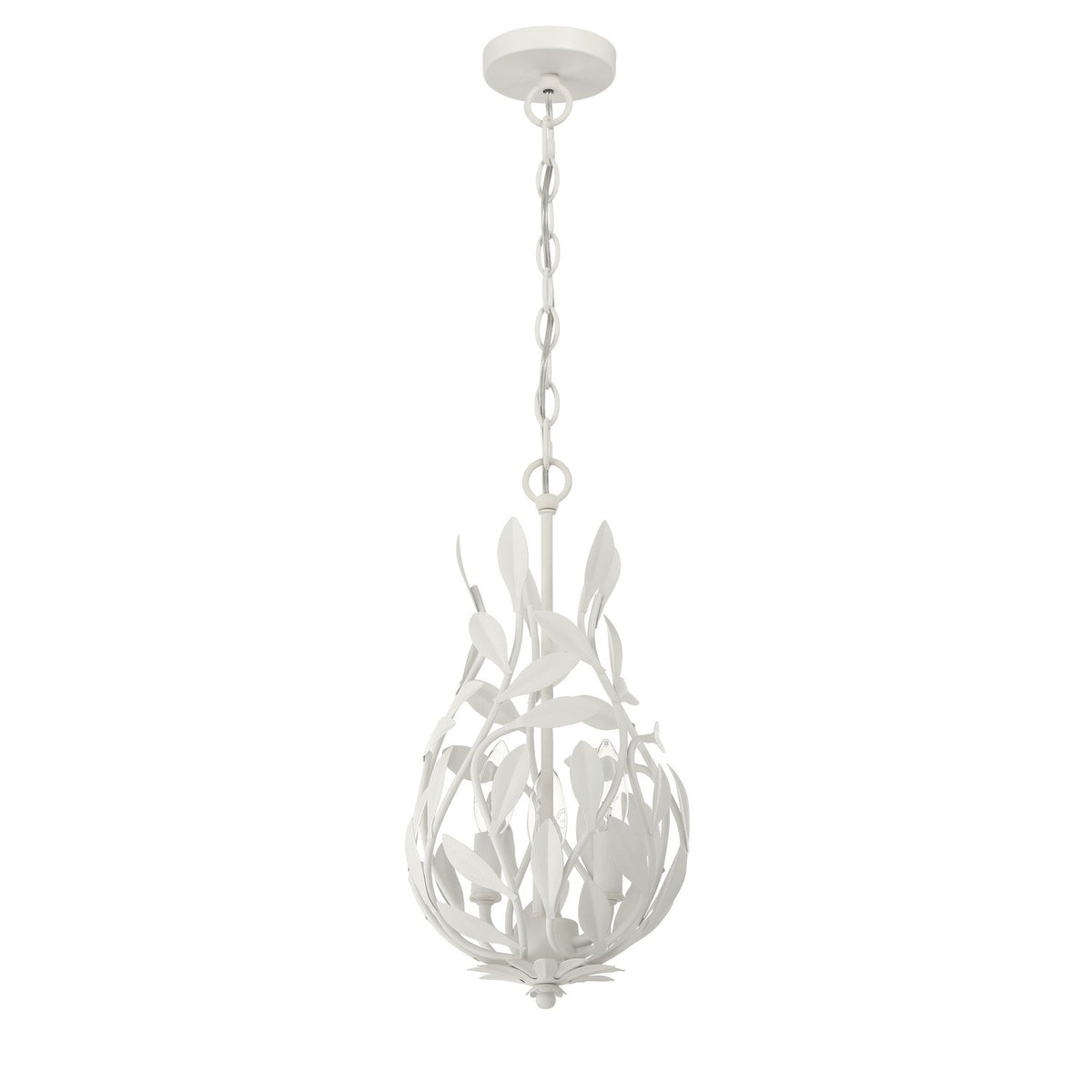 Broche Three Light Chandelier in Matte White