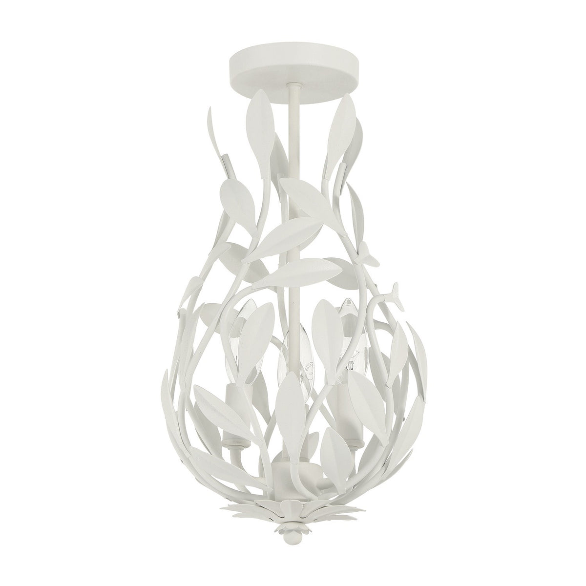 Broche Three Light Semi Flush Mount in Matte White