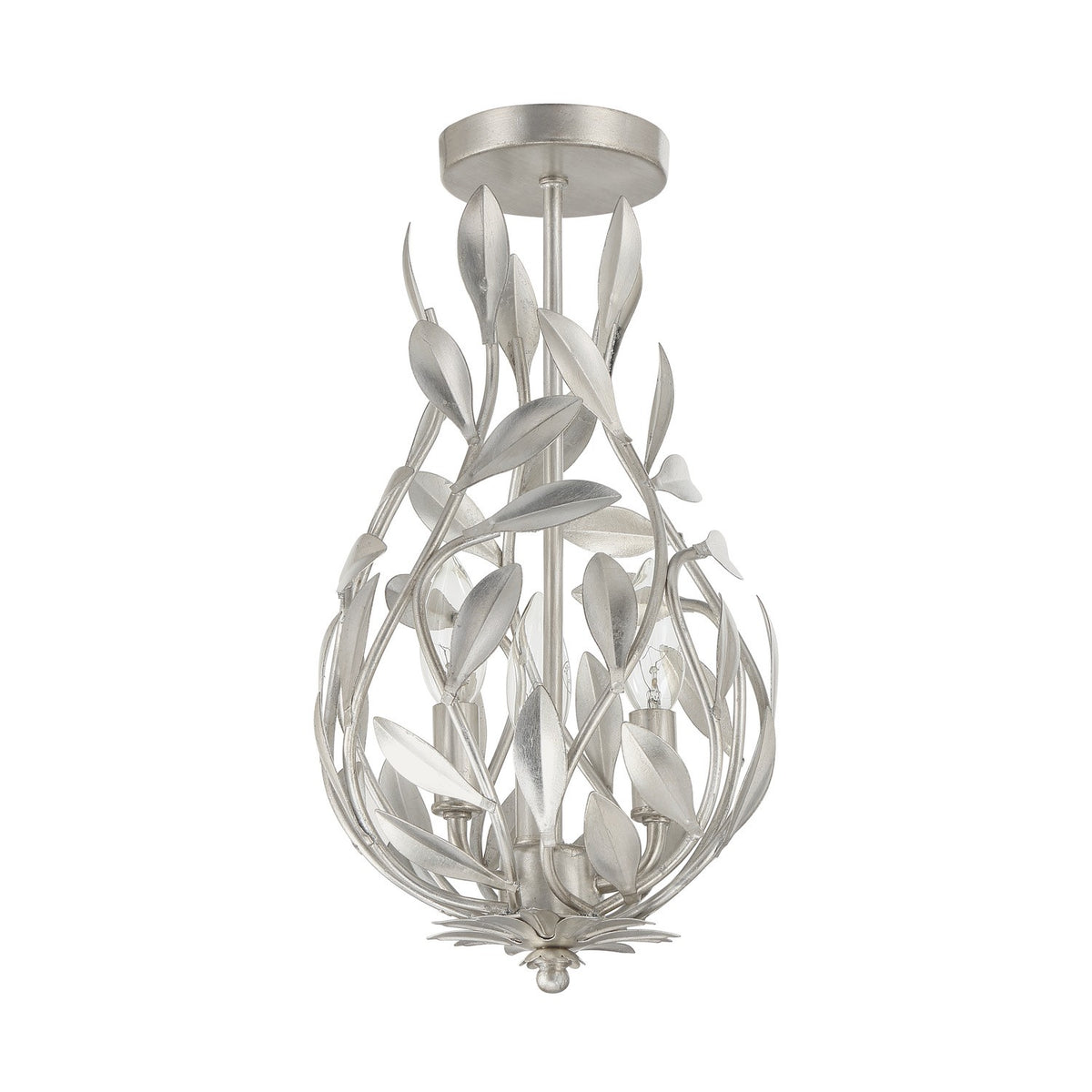 Broche Three Light Semi Flush Mount in Antique Silver