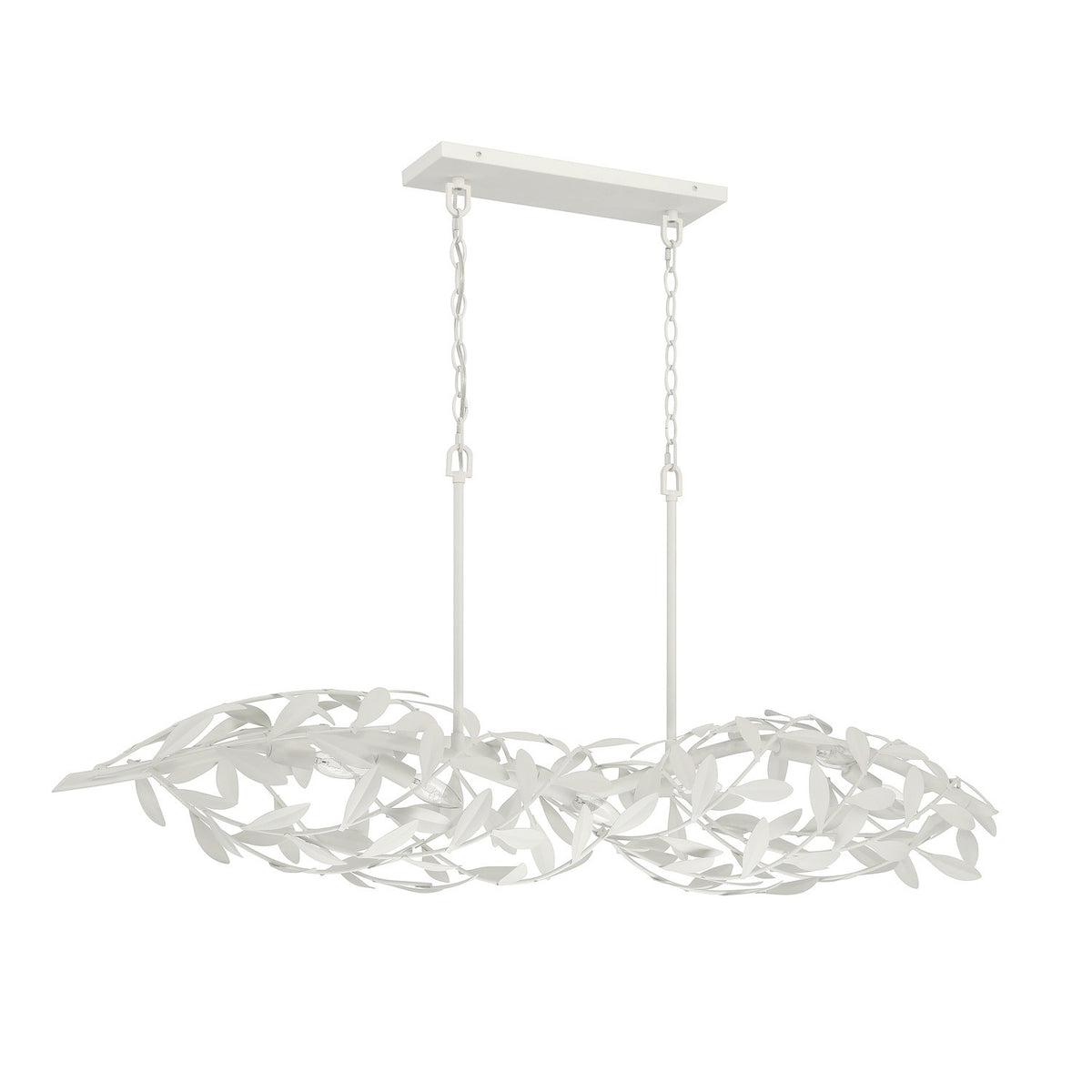 Broche Six Light Linear Chandelier in Matte White