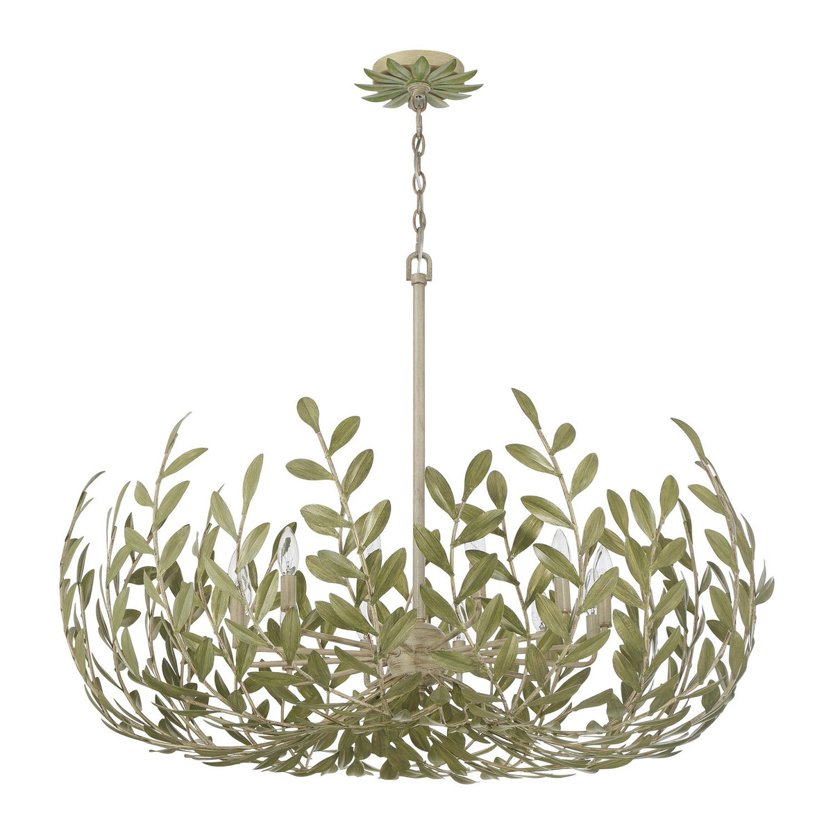 Broche 12 Light Chandelier in Champagne Green Tea