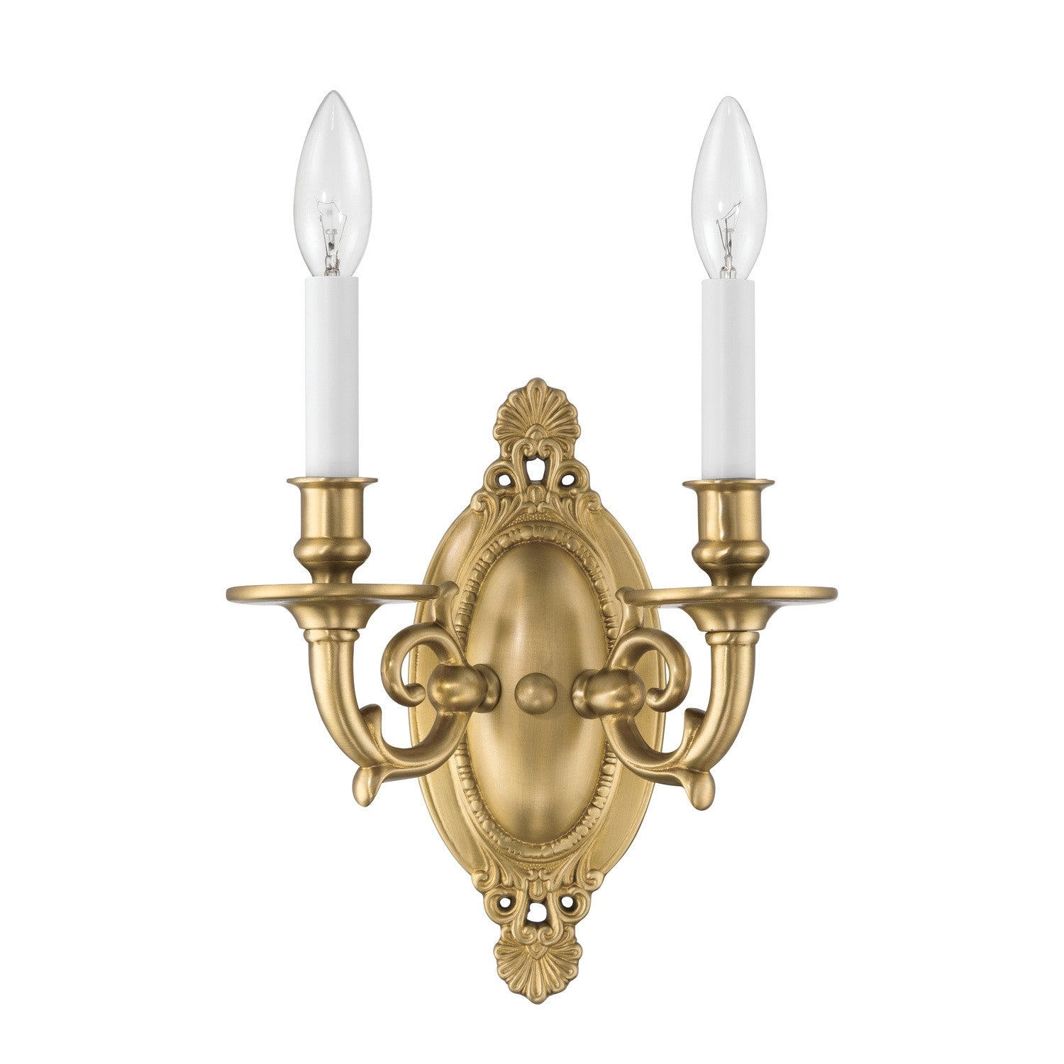 Milford Two Light Wall Sconce in Aged Brass