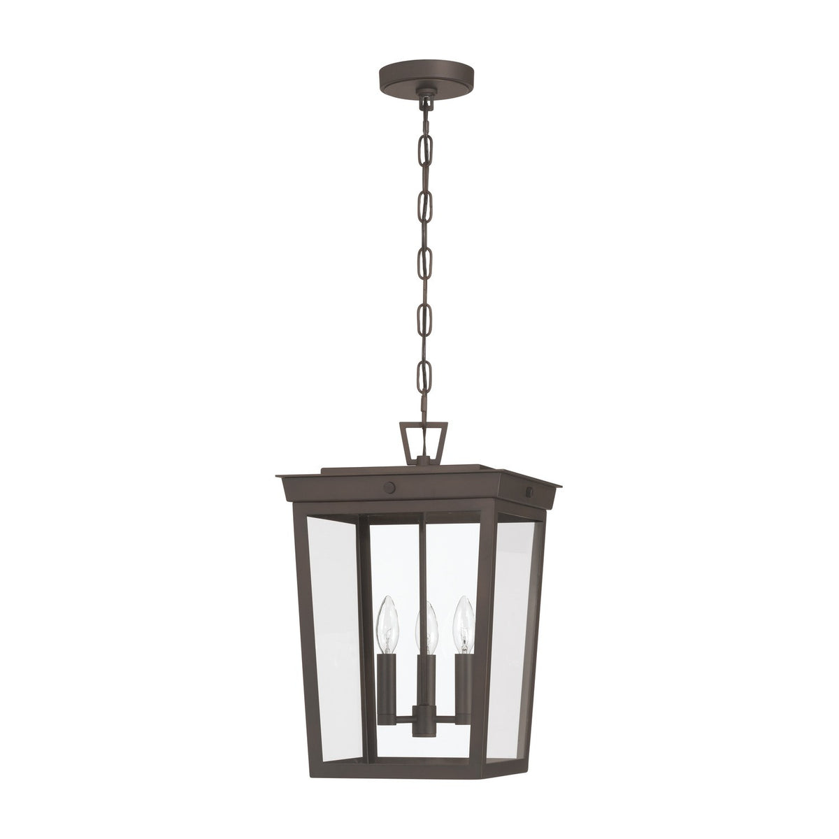 Belmont Three Light Outdoor Pendant in Twilight Bronze