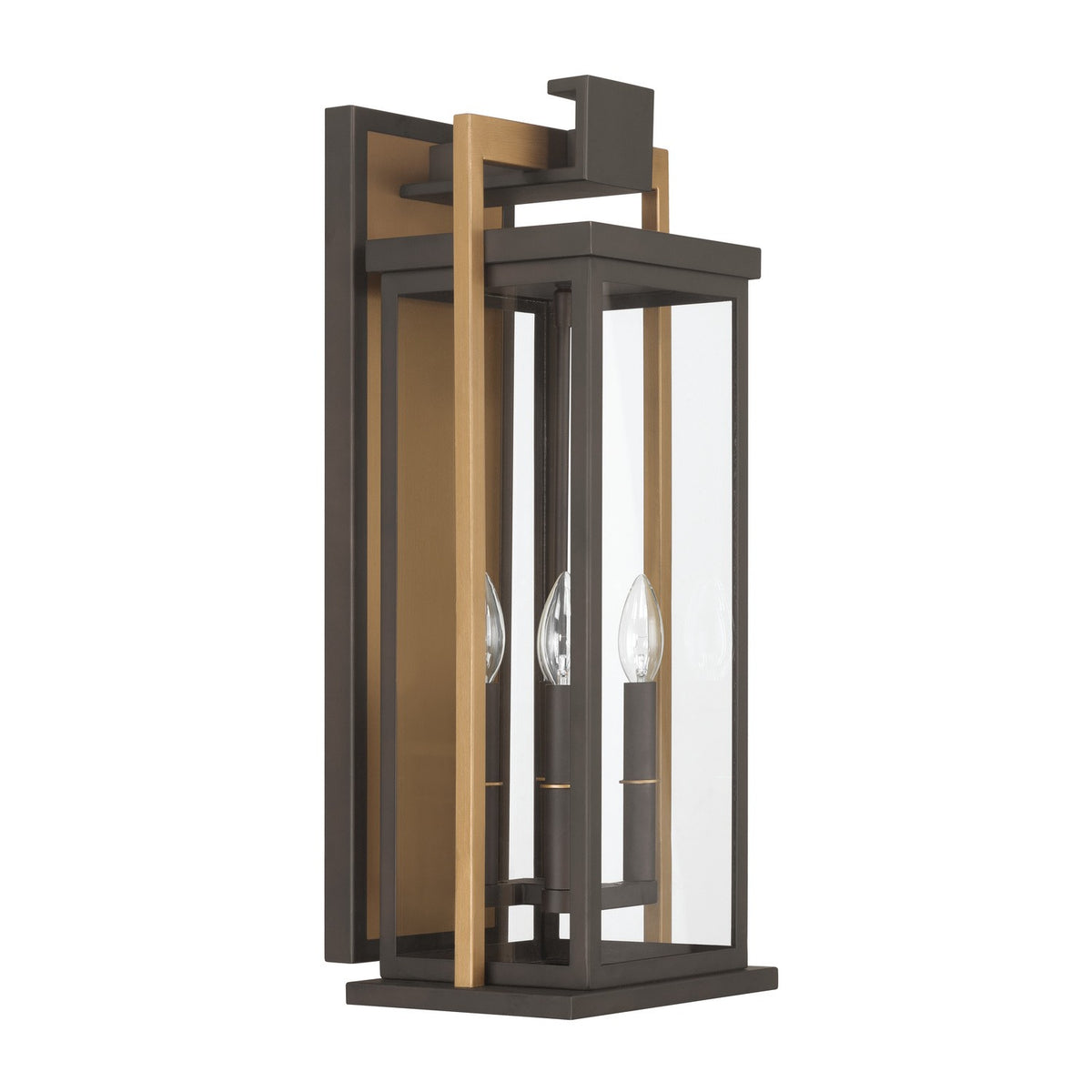 Lendel Four Light Outdoor Wall Sconce in Twilight Bronze + Textured Gold