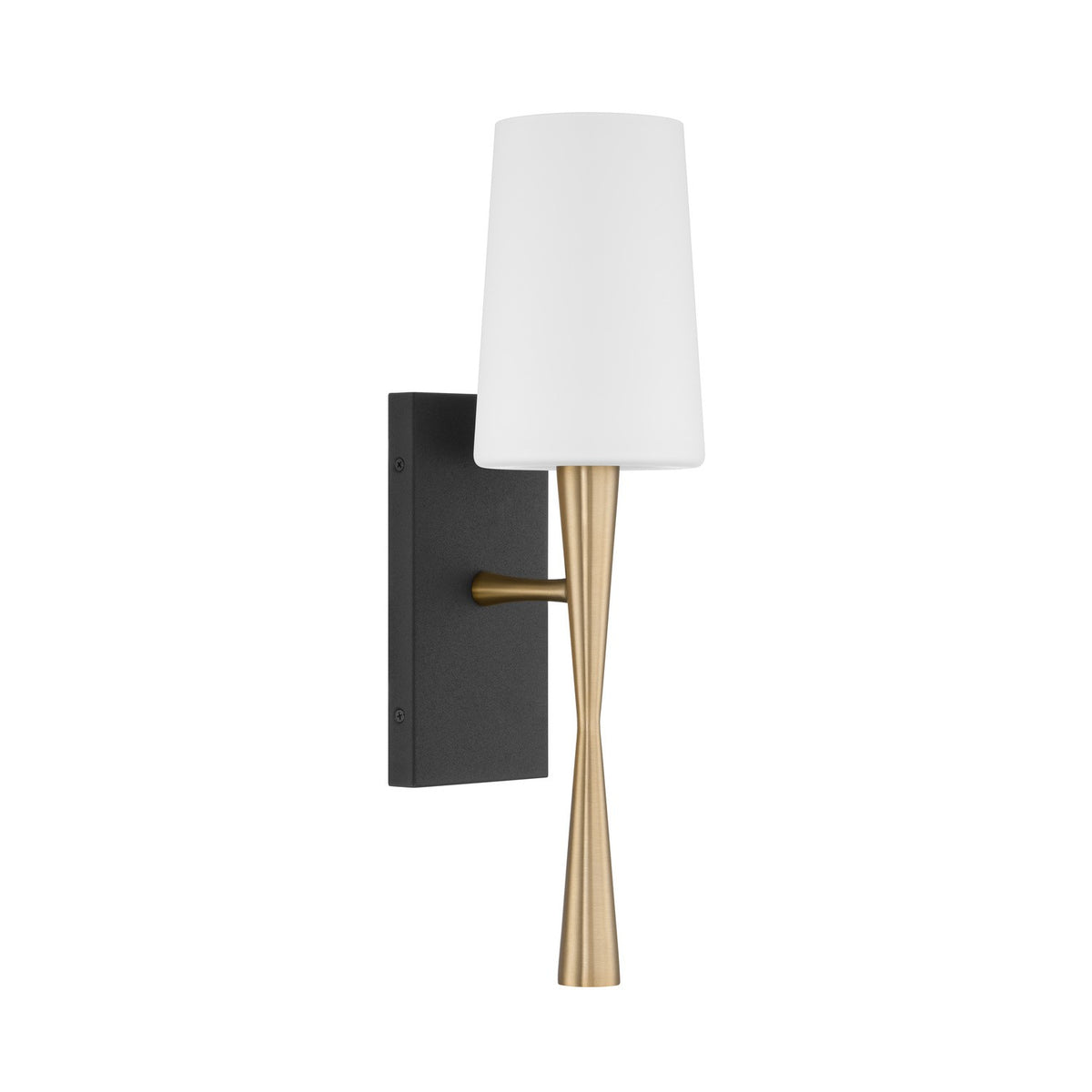 Trenton One Light Wall Sconce in Aged Brass + Black Forged
