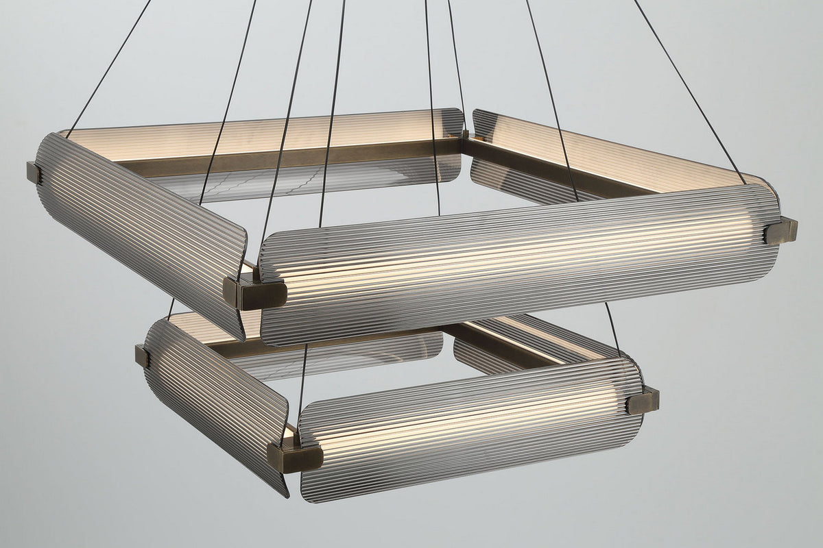 Neoness LED Chandelier in Weathered Brass
