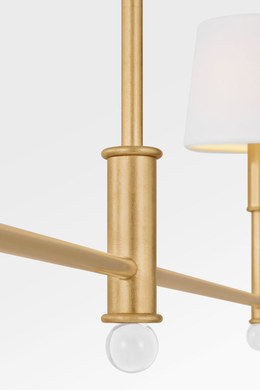 Lustre linéaire Greard à deux lumières en finition dorée | Doré