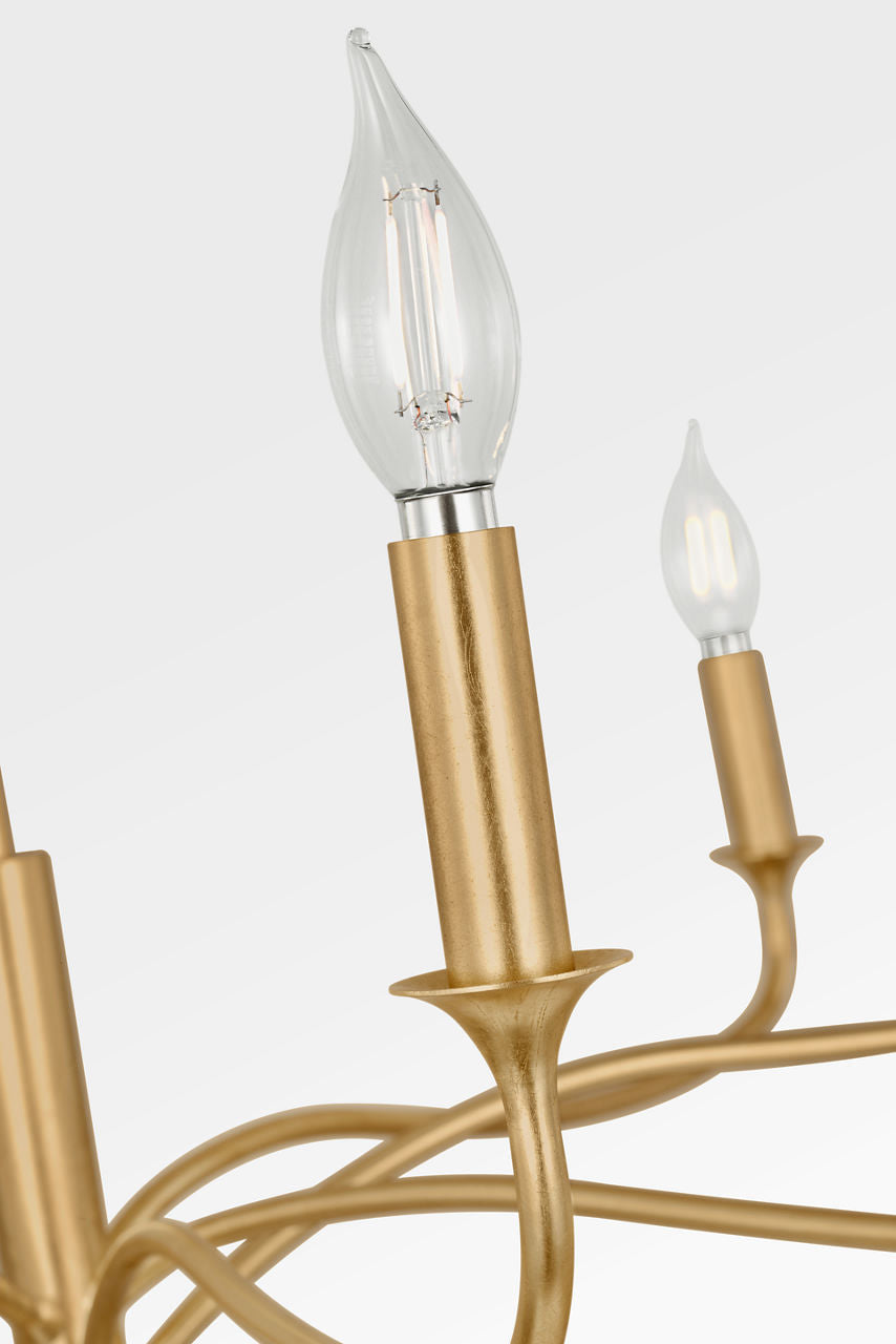 Lustre Chatsworth à huit lampes en laiton doré | Laiton doré
