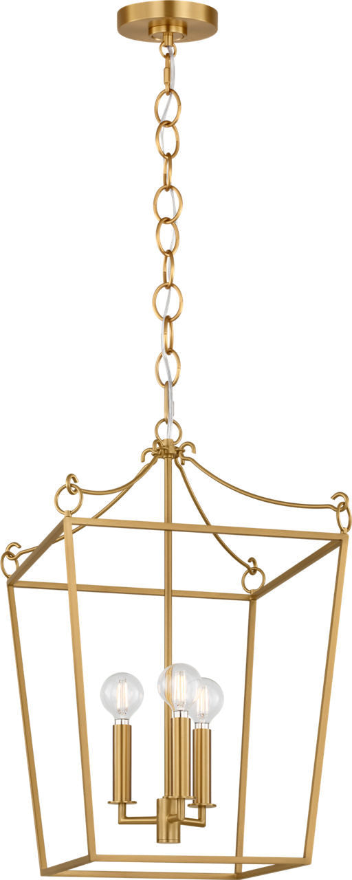 Carlyle Three Light Lantern in Burnished Brass | Burnished Brass