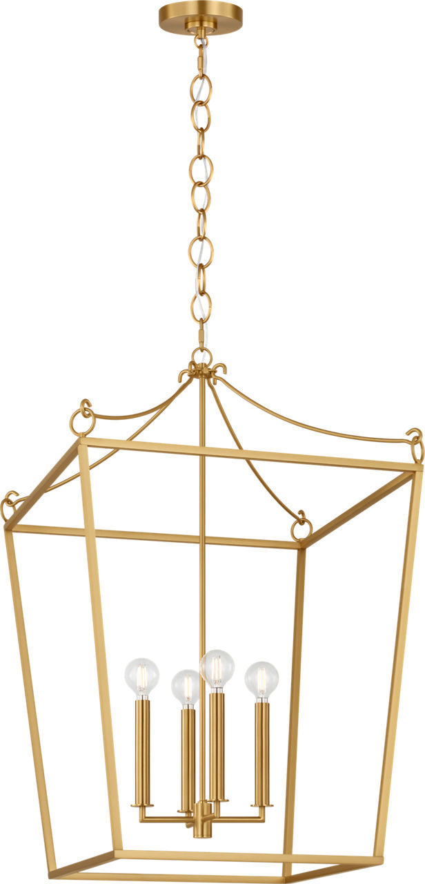 Carlyle Four Light Lantern in Burnished Brass | Burnished Brass