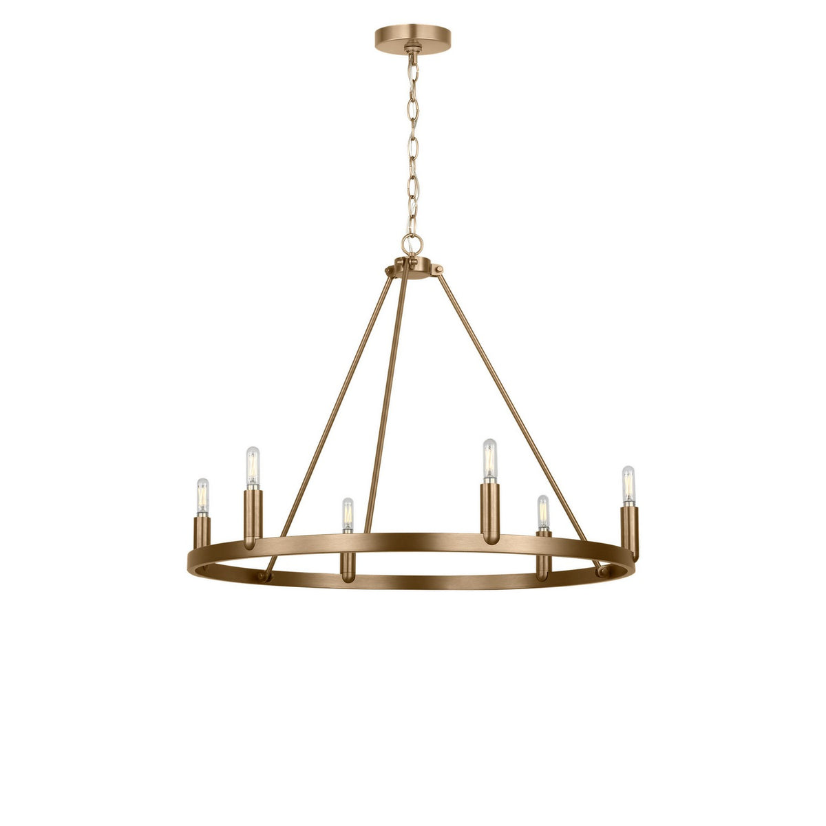 Mirla Six Light Chandelier in Satin Brass