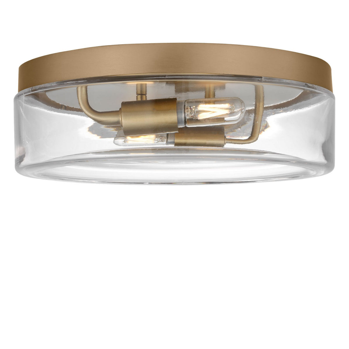 Rhett Two Light Flush Mount in Satin Brass