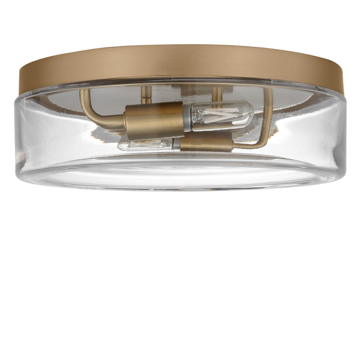 Rhett Two Light Flush Mount in Satin Brass