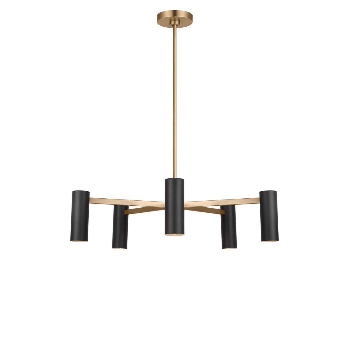 Zentro Five Light Chandelier in Satin Brass