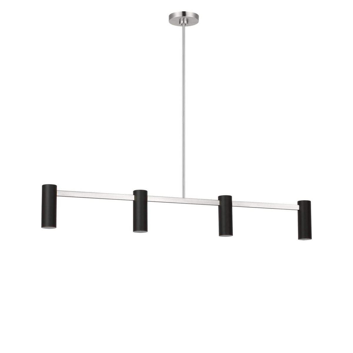 Zentro Four Light Linear Chandelier in Brushed Nickel