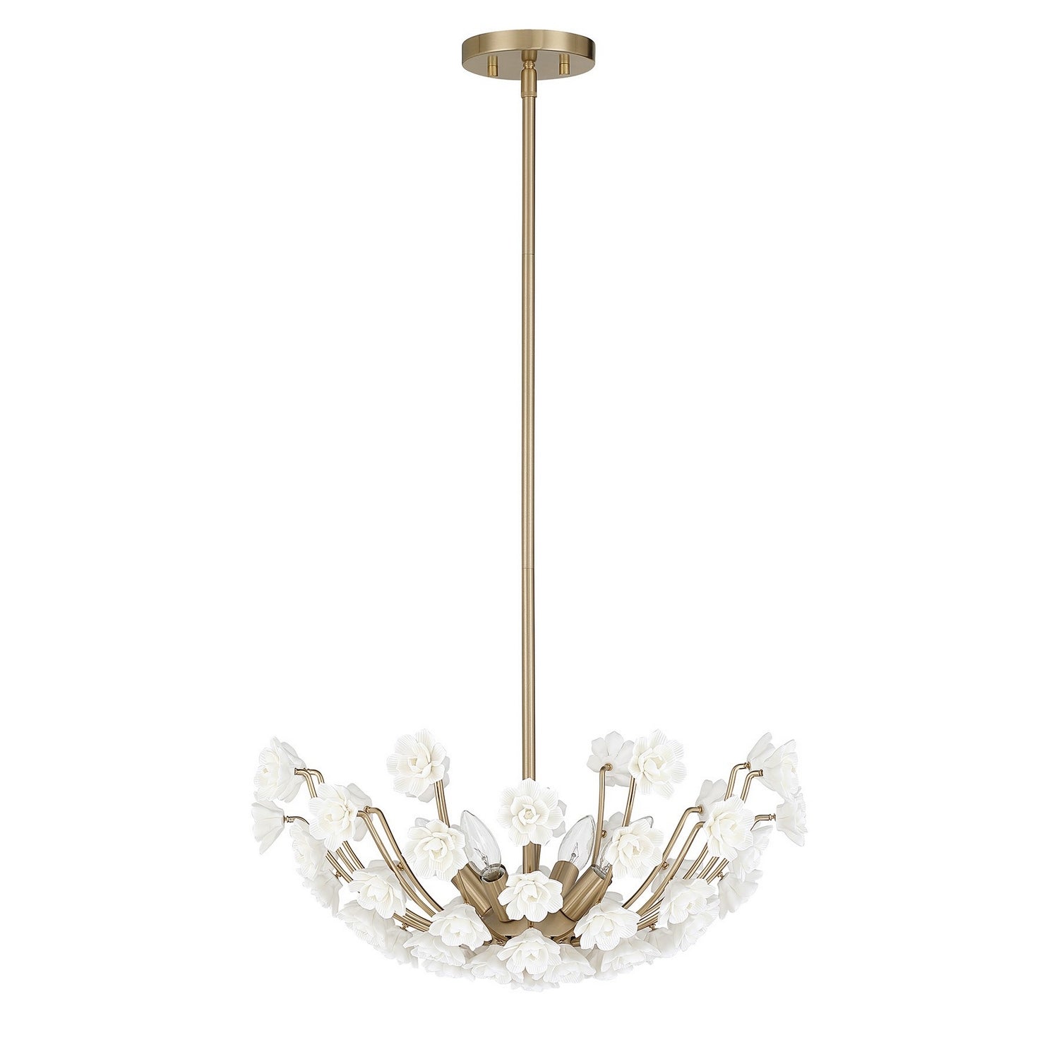 Lustre Flores à quatre lumières en laiton noble