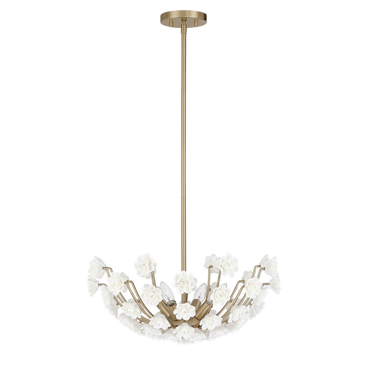 Flores Four Light Chandelier in Noble Brass