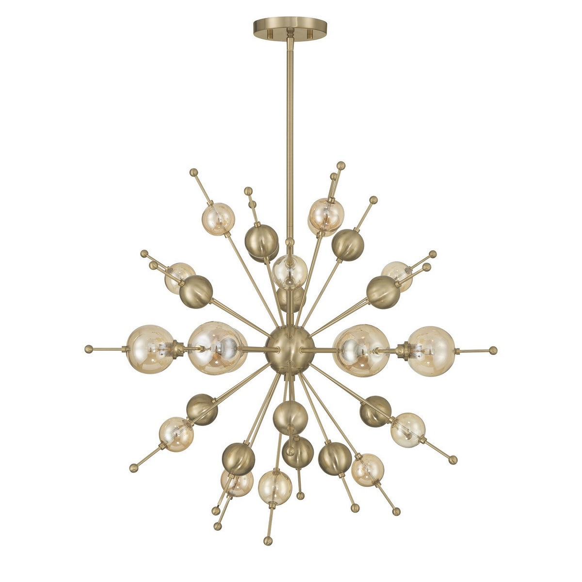 Crescent Six Light Chandelier in Noble Brass