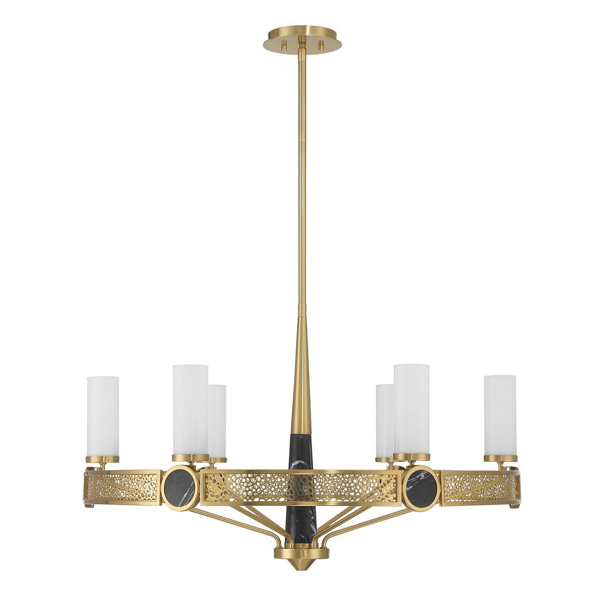 Farrell Six Light Chandelier in Warm Brass
