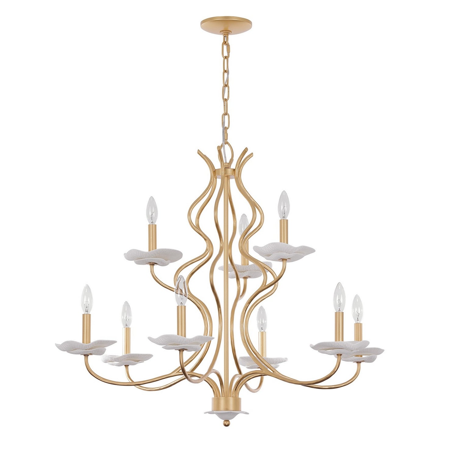 Lilly Nine Light Chandelier in Royal Gold