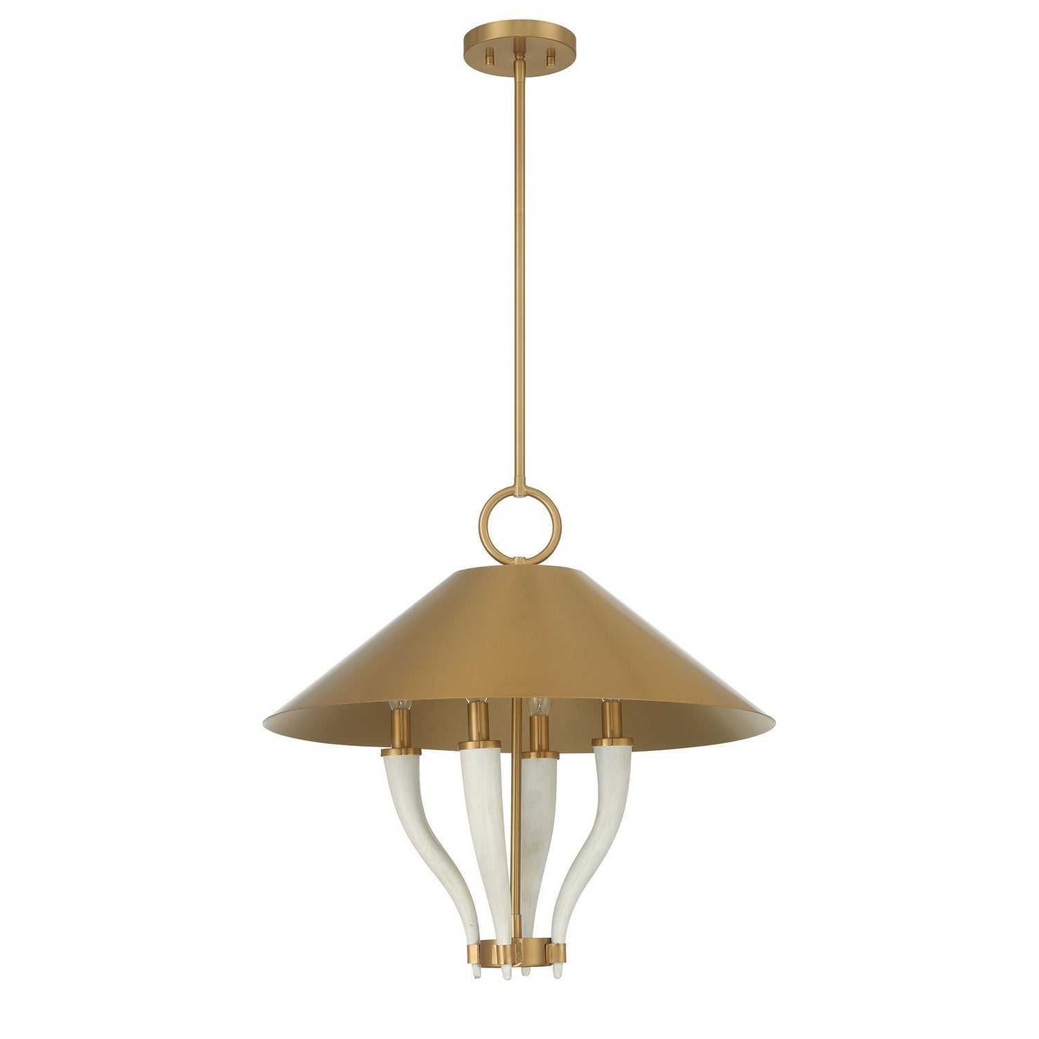 Suspension Hearne à quatre lumières en laiton chaud