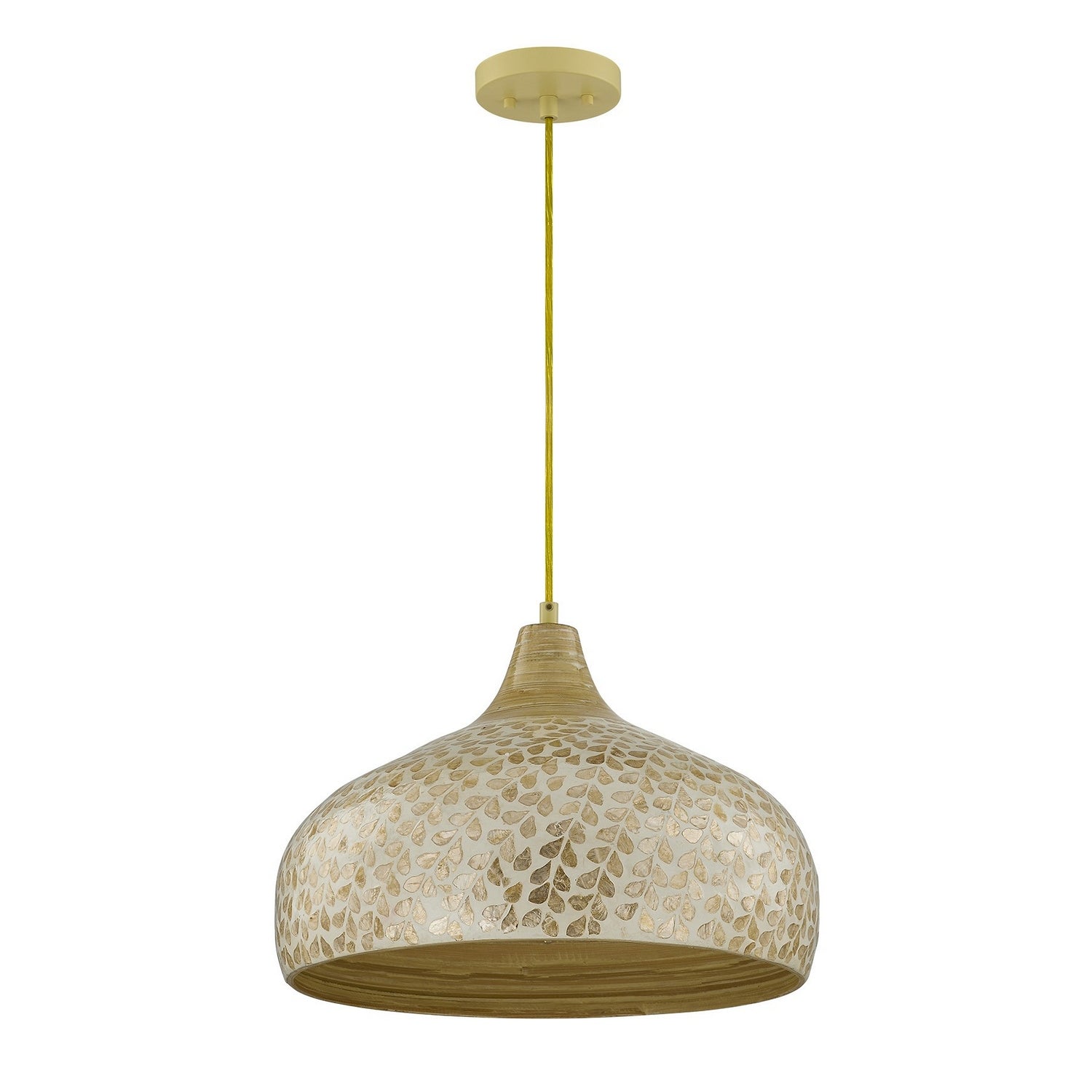 Kemp One Light Pendant in Ivory and Gold Shell