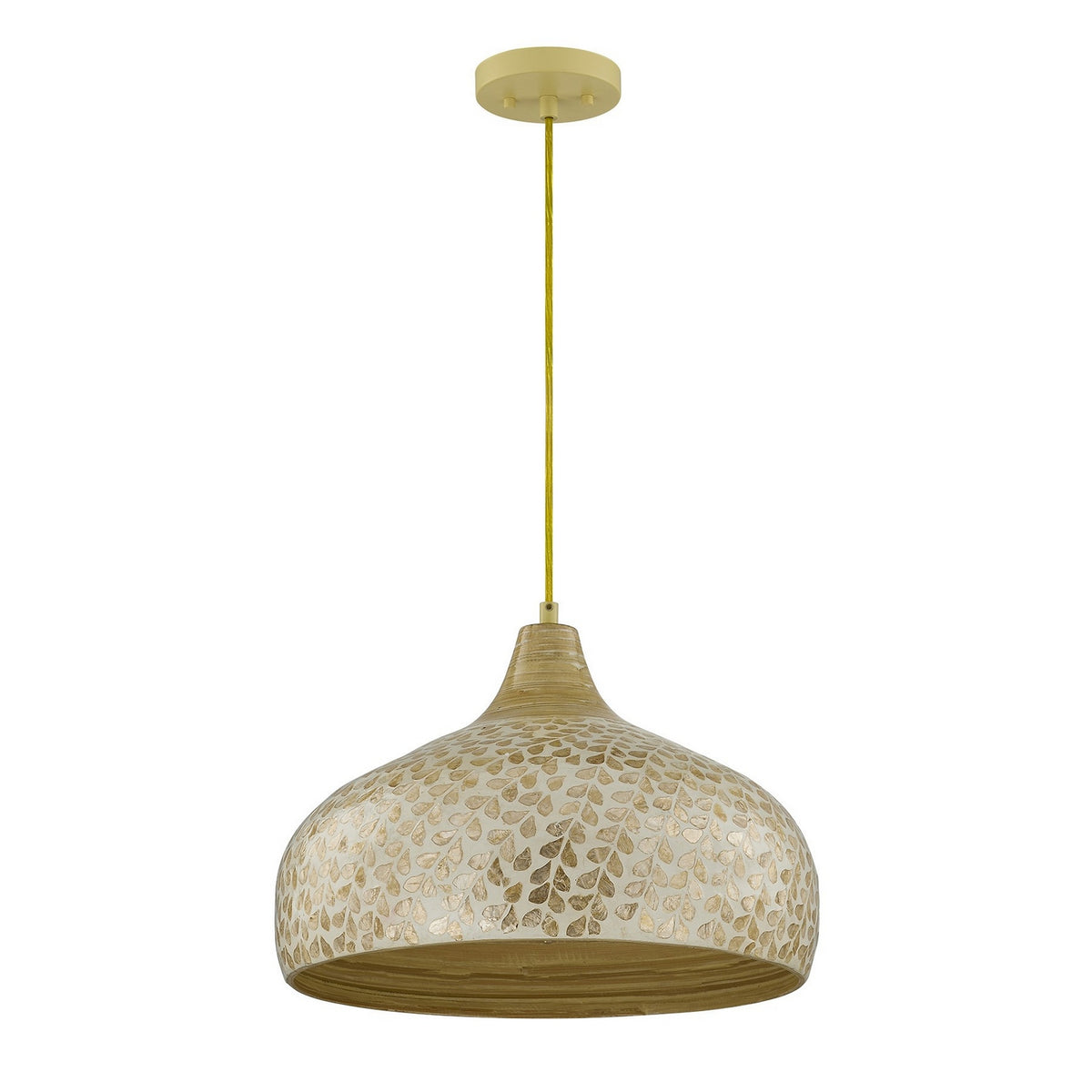Kemp One Light Pendant in Ivory and Gold Shell