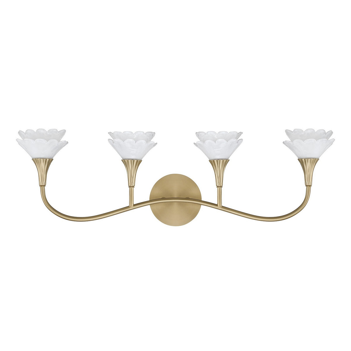 Florena Four Light Bathroom Vanity in Noble Brass