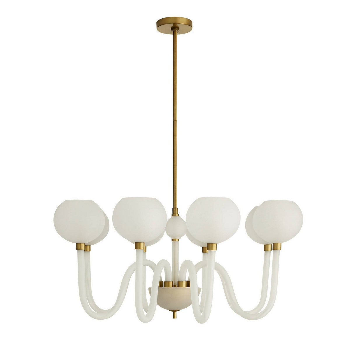Tebaldi Eight Light Chandelier in Clear Etched/Antique Brass