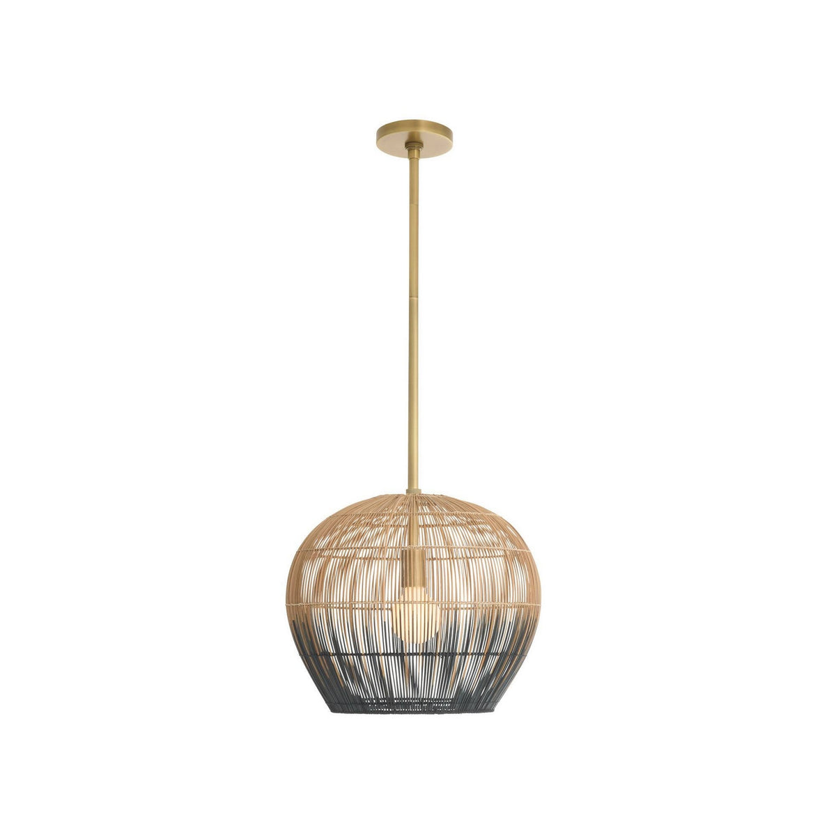 Swami One Light Pendant in Natural and Black/Antique Brass