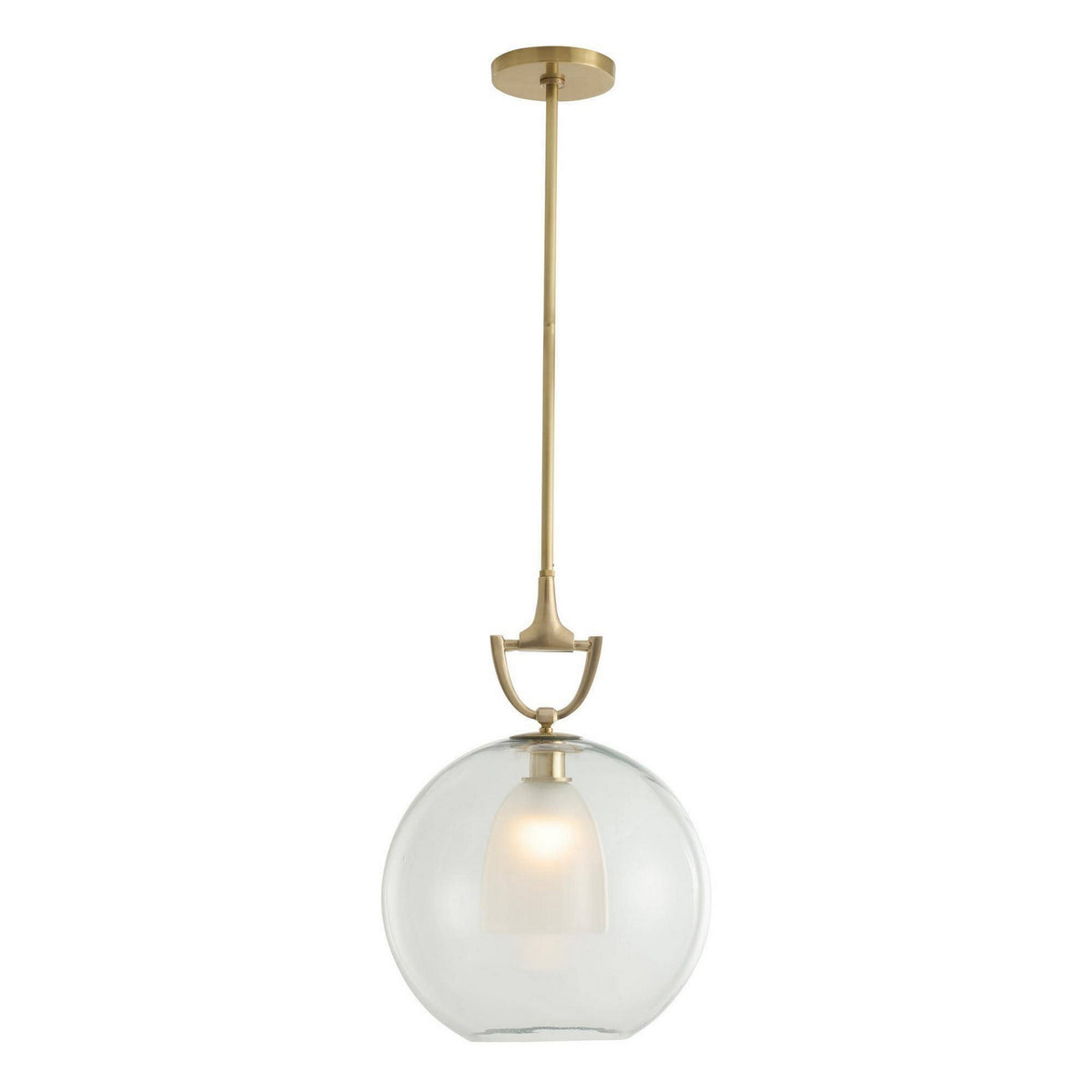 Estribo One Light Pendant in Clear/Antique Brass