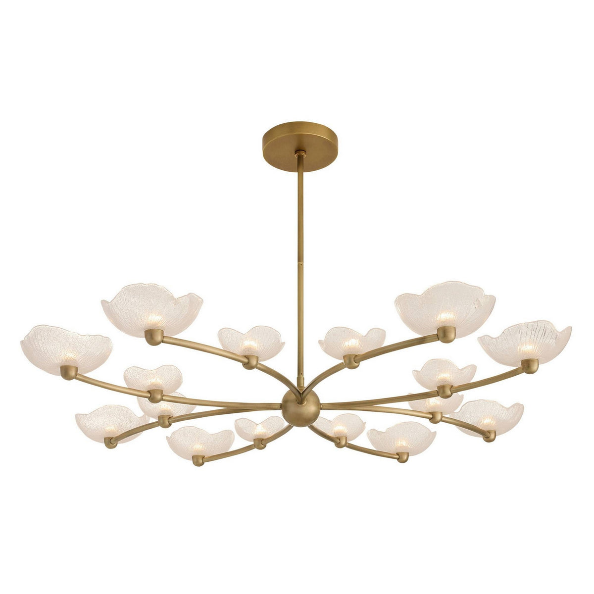 Fleurana LED Chandelier in Frosted/Antique Brass