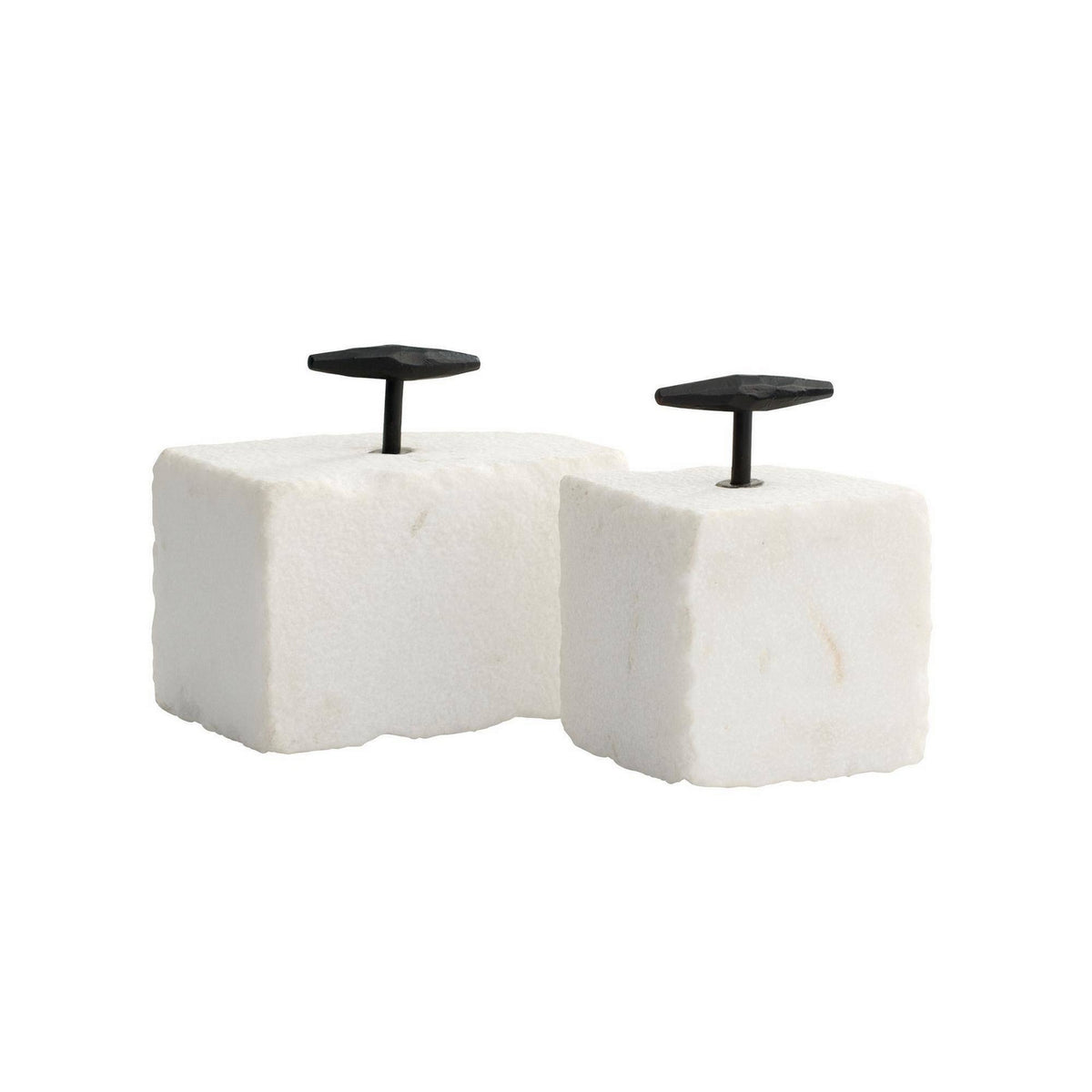 Pedra Bookends, Set of 2 in White/Blackened Iron