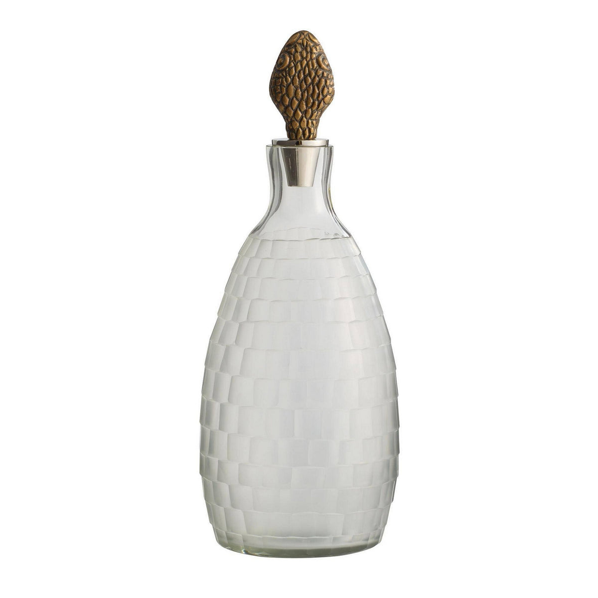 Ophis Decanters, Set of 2 in Antique Brass/Frosted
