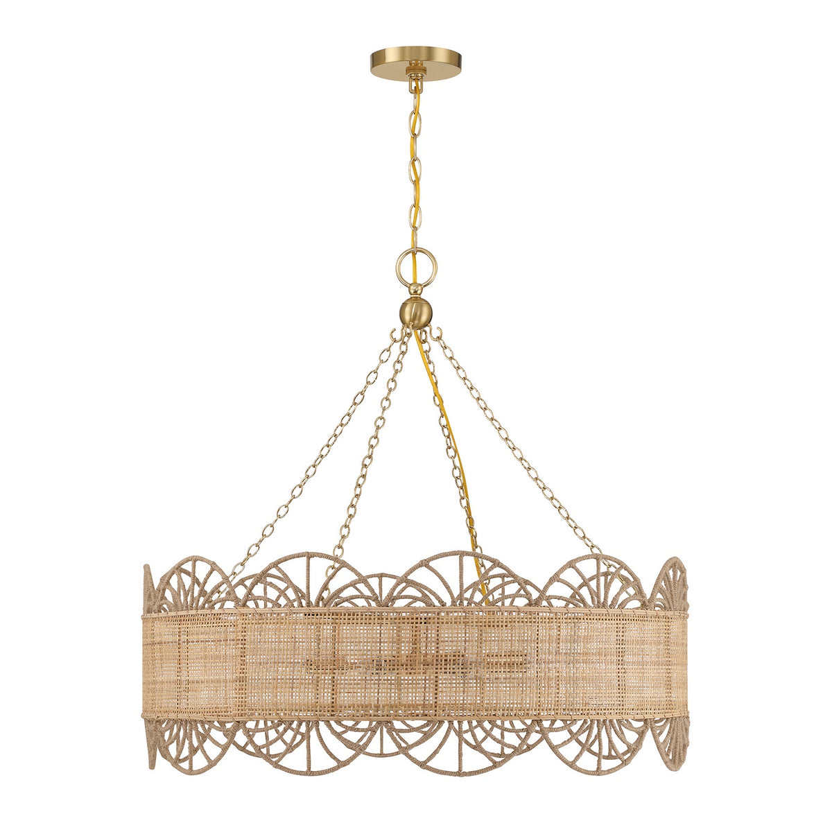 Lustre Shawnee à huit lumières en laiton chaud