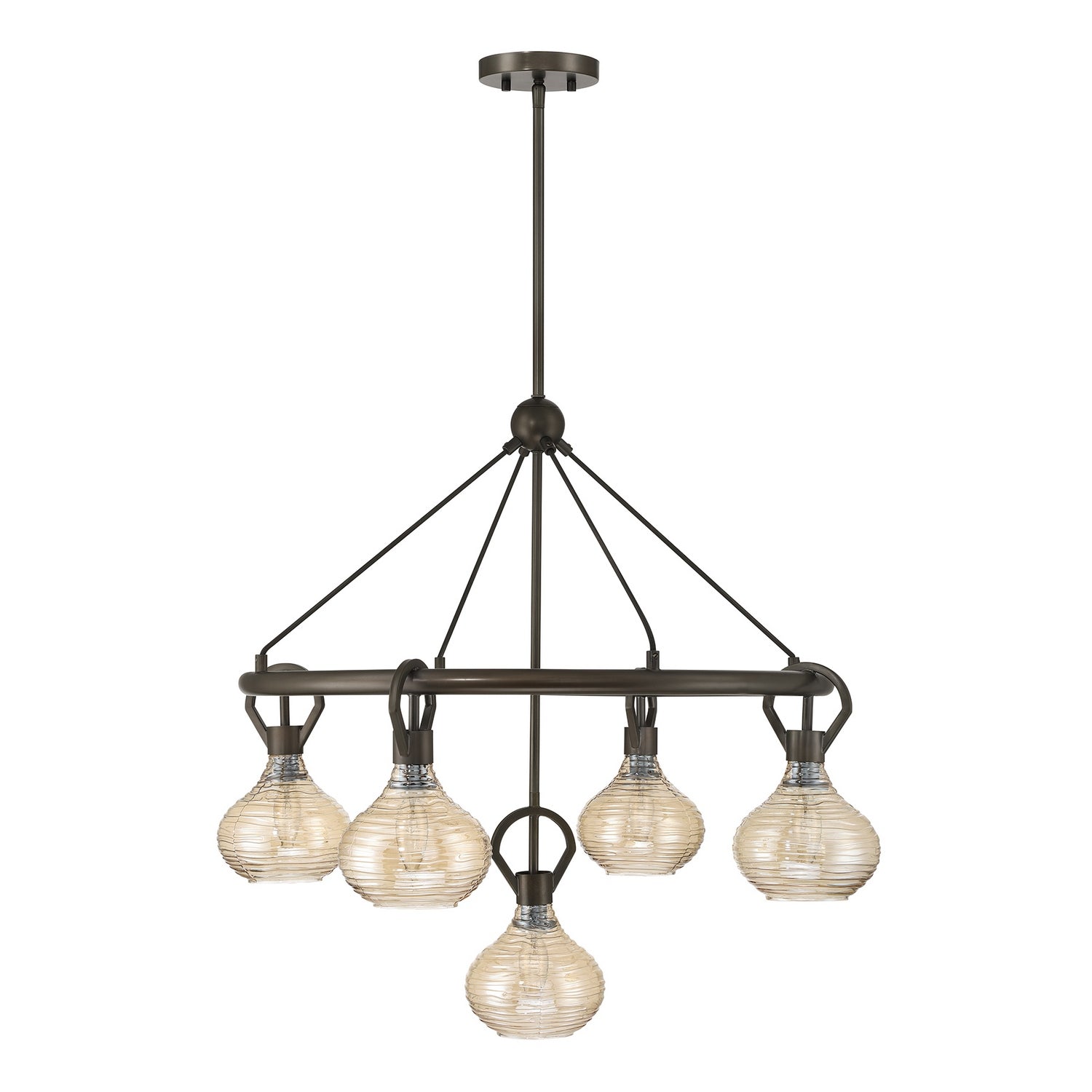 Lustre Sheriden à cinq lumières en bronze méditerranéen