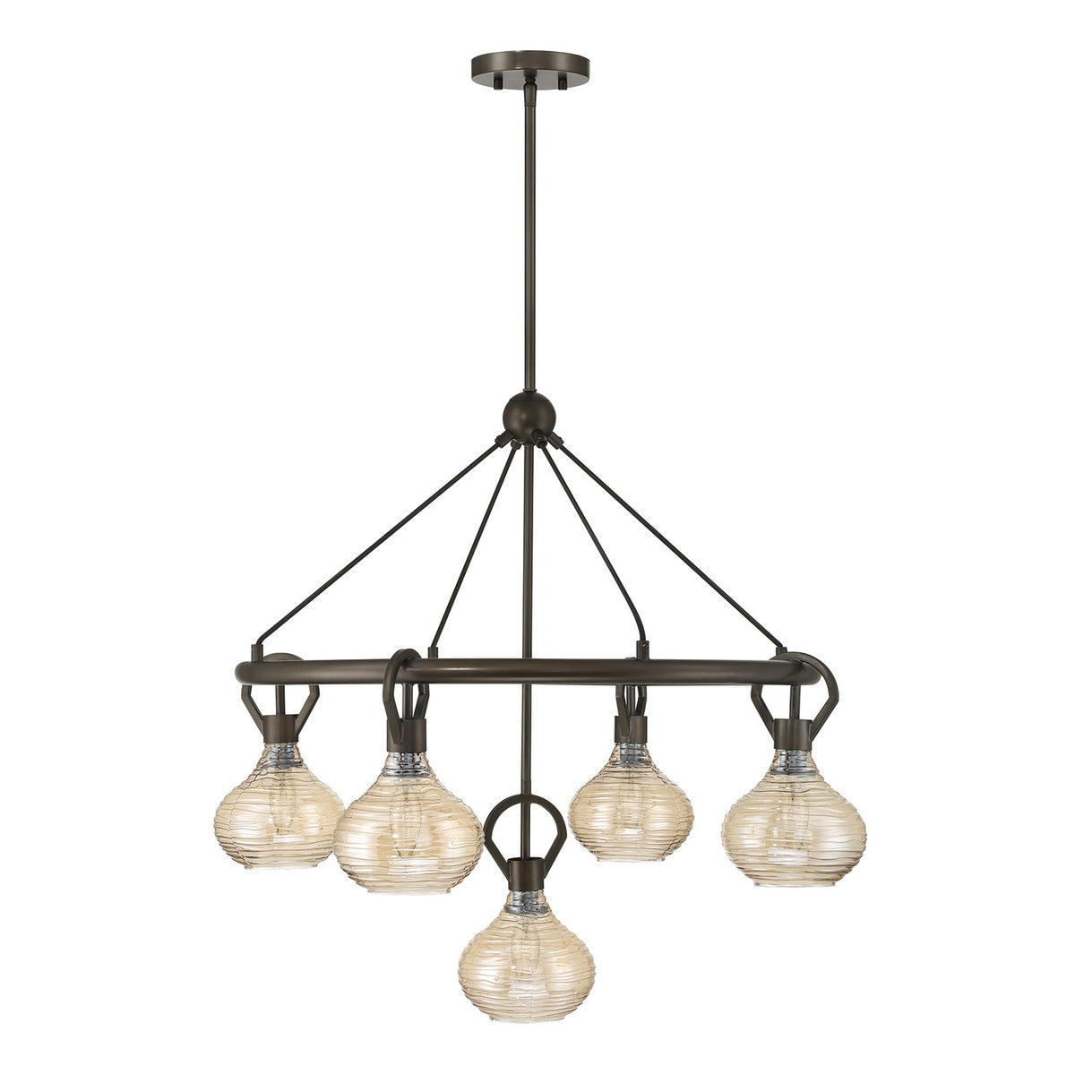 Lustre Sheriden à cinq lumières en bronze méditerranéen