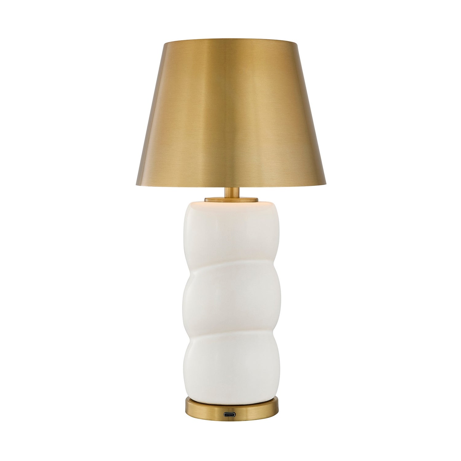 Lampe de table à LED Shelly en blanc et laiton