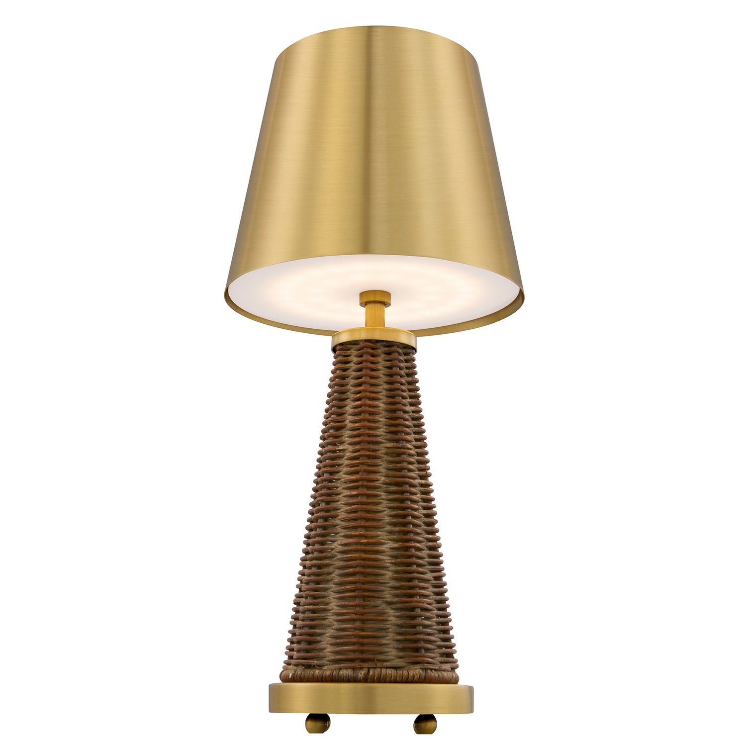 Lampe de table Hazel à LED en laiton et rotin