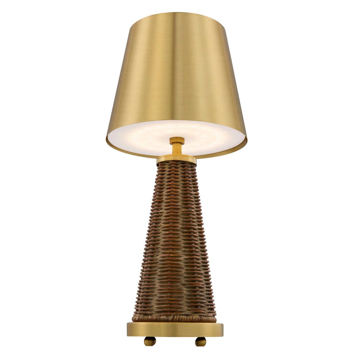 Lampe de table Hazel à LED en laiton et rotin
