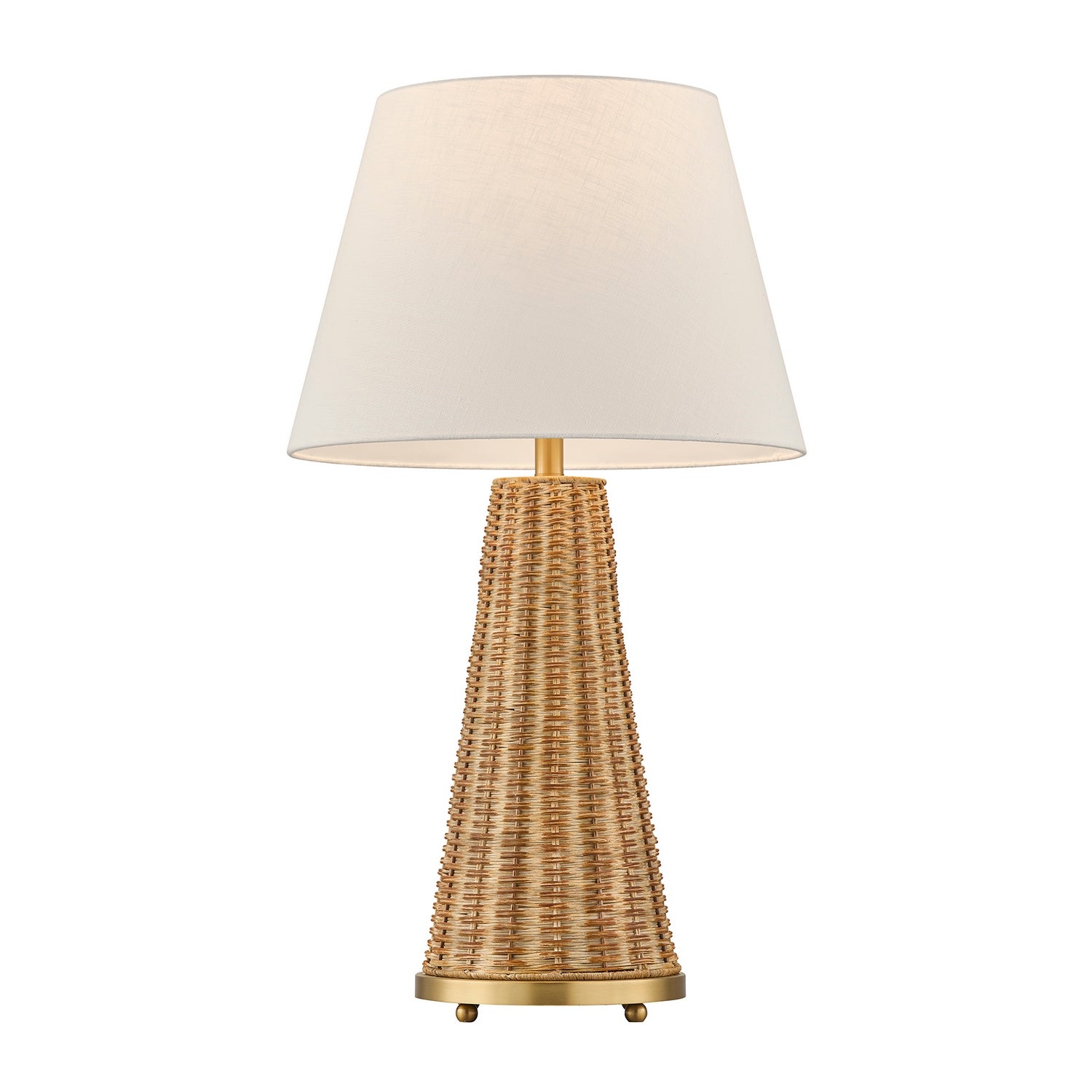 Eleanor One Light Table Lamp in Brass and Wicker