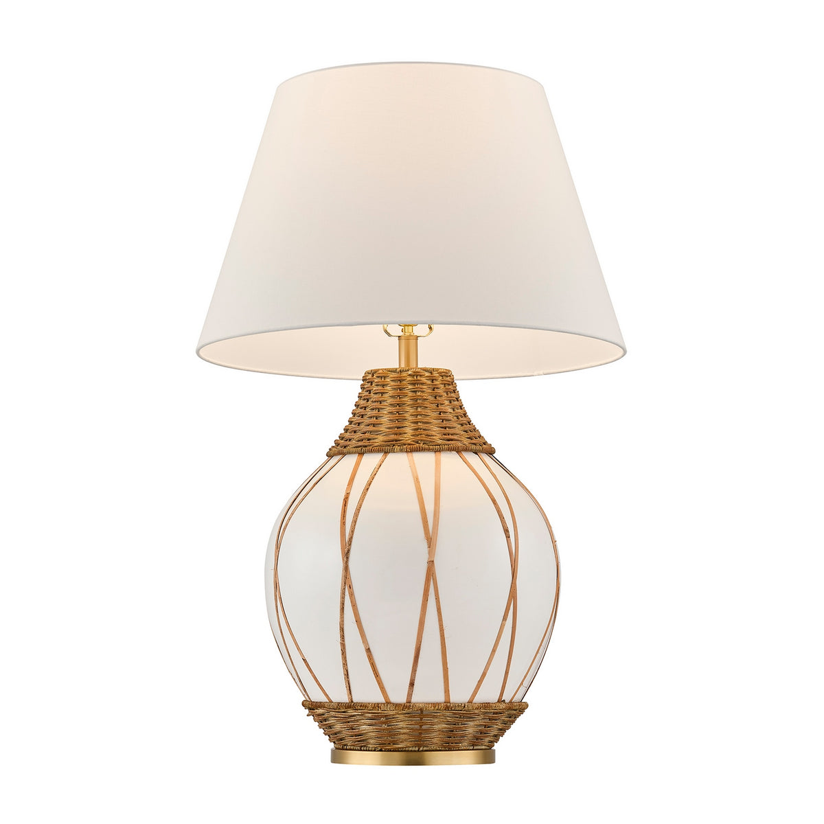 Lampe de table Josephine One Light en blanc et rotin