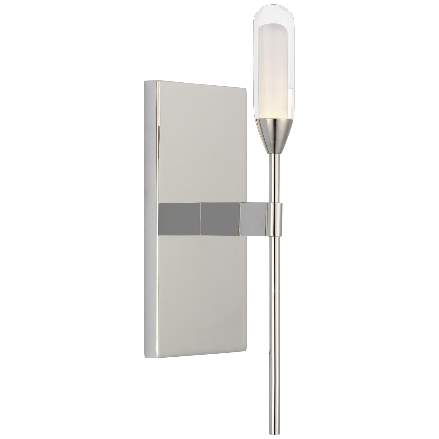 Overture Medium Sconce in Polished Nickel with Clear Glass