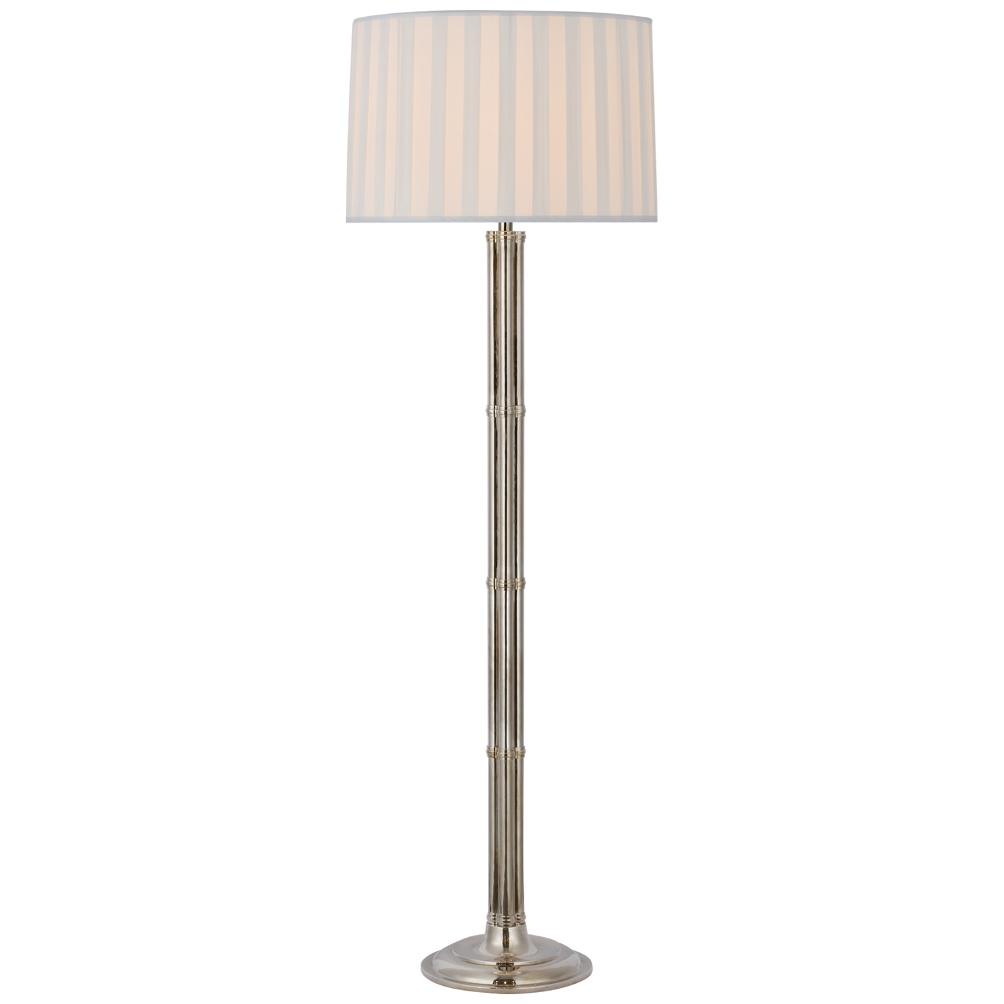 Downing Large Floor Lamp in Butler's Silver with Silk Box Pleat Shade