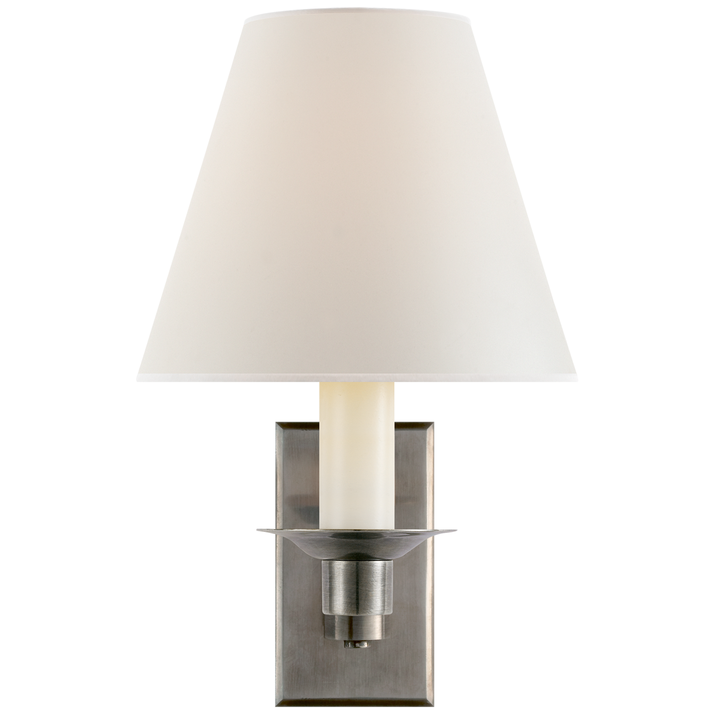 Evans Library Sconce in Antique Nickel with Percale Shade