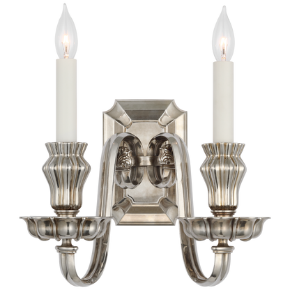 Falaise Double Sconce in Butler's Silver